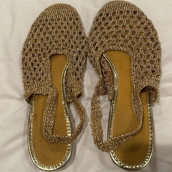 Vintage Handmade Golden Metalic Mesh Thread Sandals - Picture 9 of 9